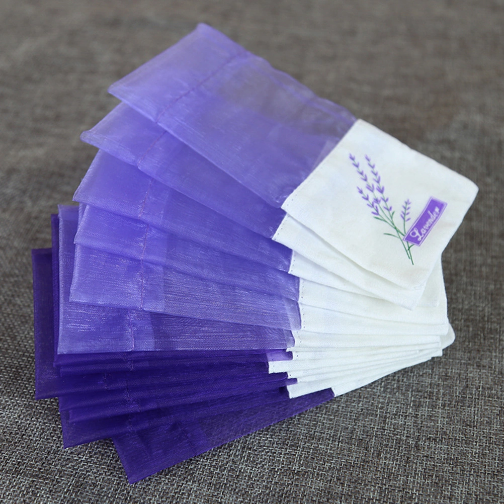 20pcs Empty Sachets Bag Flower Printing Fragrance Lavender Sachet Bag Purse (Dark Purple)