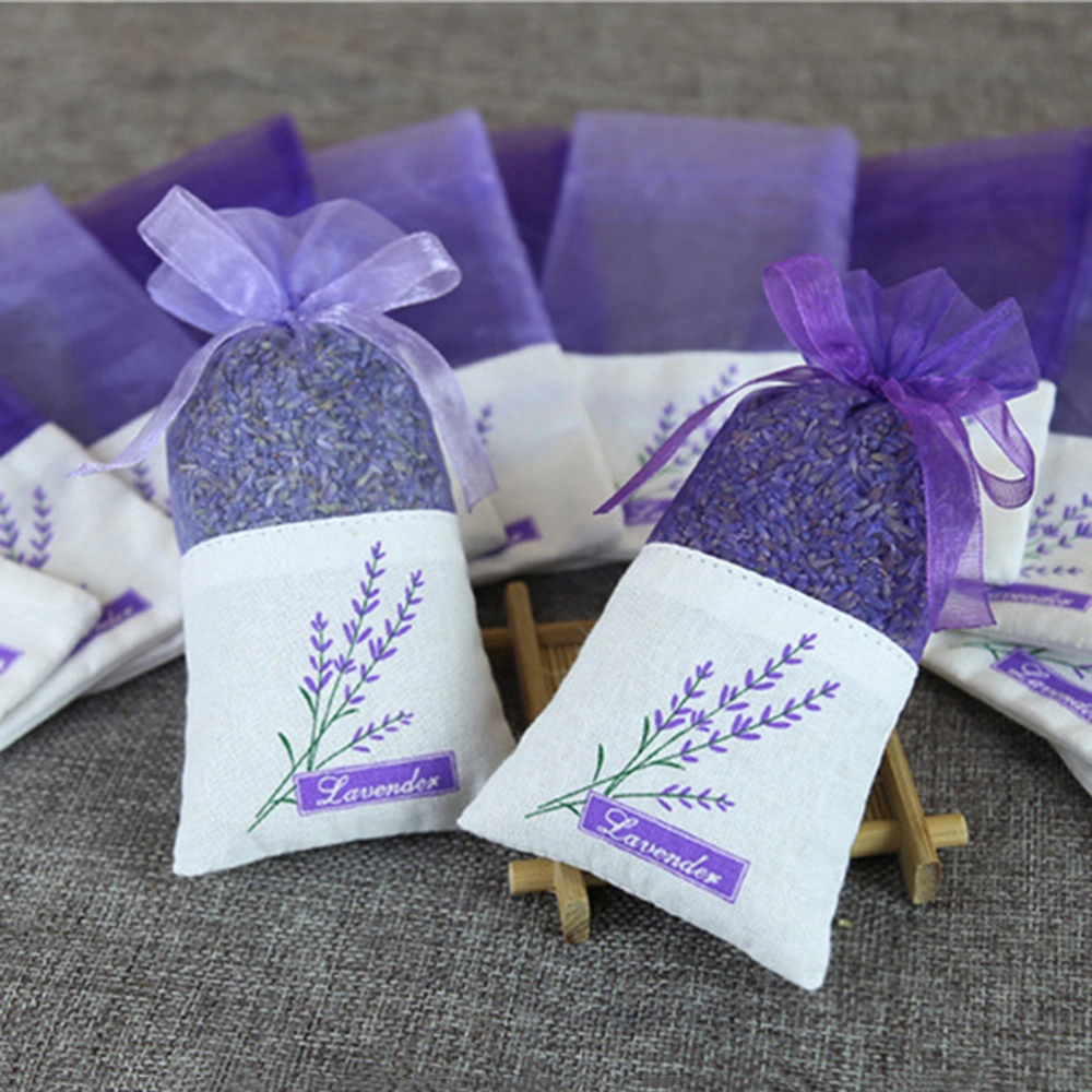 20pcs Empty Sachets Bag Flower Printing Fragrance Lavender Sachet Bag Purse (Dark Purple)