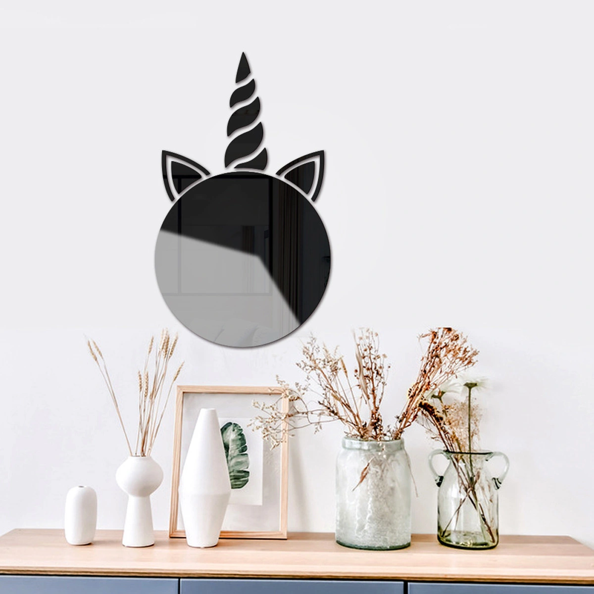 1Pc Acrylic Mirror Sticker Unicorn Mirror Wall Decal Mirror Wall Sticker