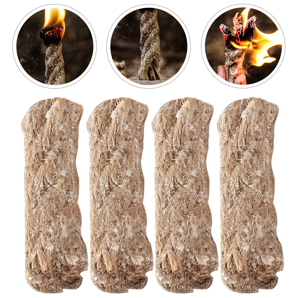 4Pcs Jute Ropes Outdoor Fire Starters Practical Ropes Outdoor Hiking Lighter