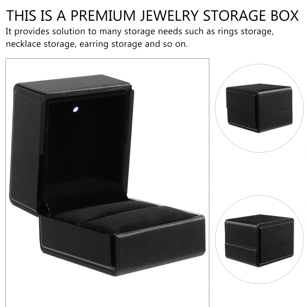 2pcs Mini Jewelry Storage Case Elegant Earring Ring Necklace Box with LED Light