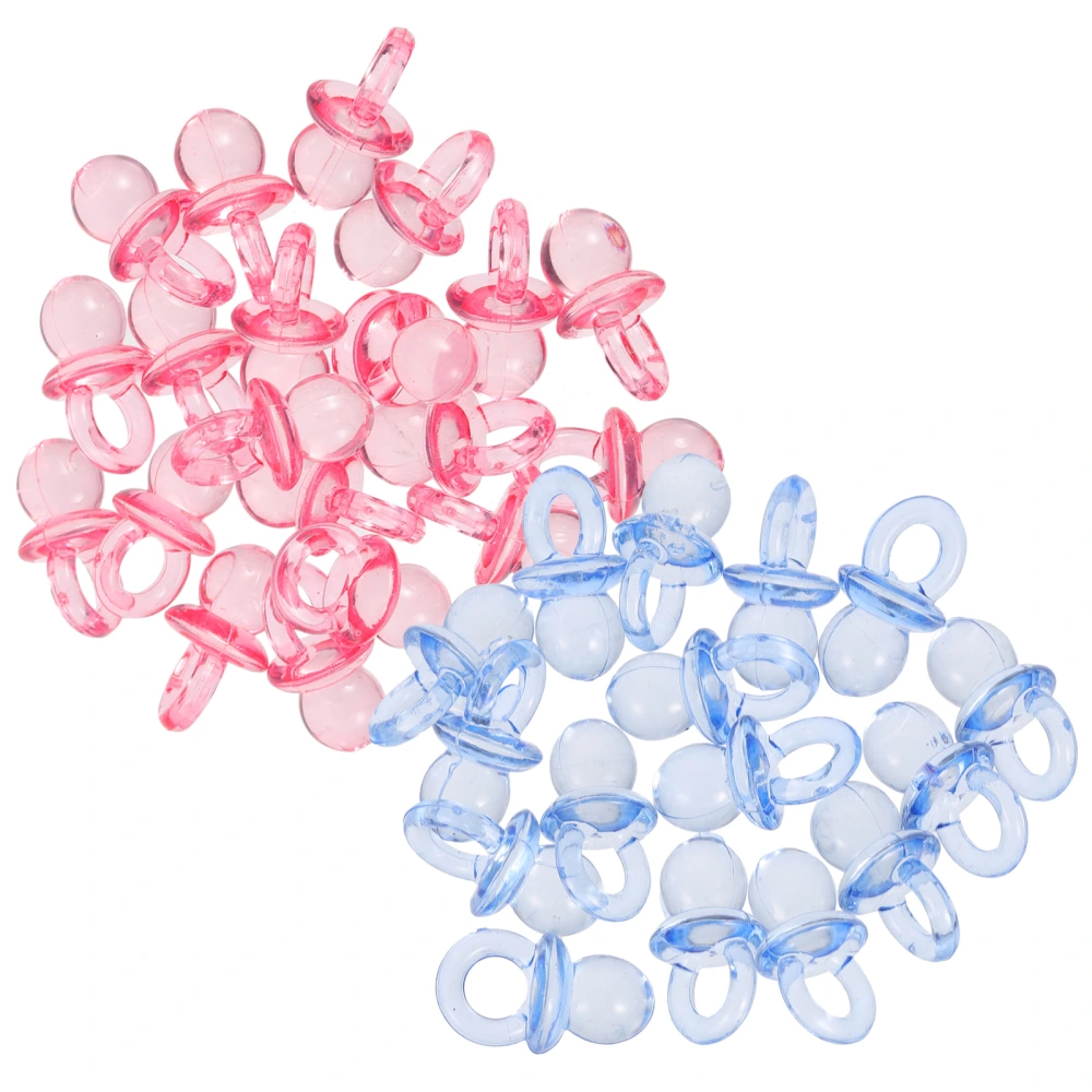 100pcs Mini Bib Pacifiers Toys Acrylic Pacifiers Favors Baby Shower Decorations