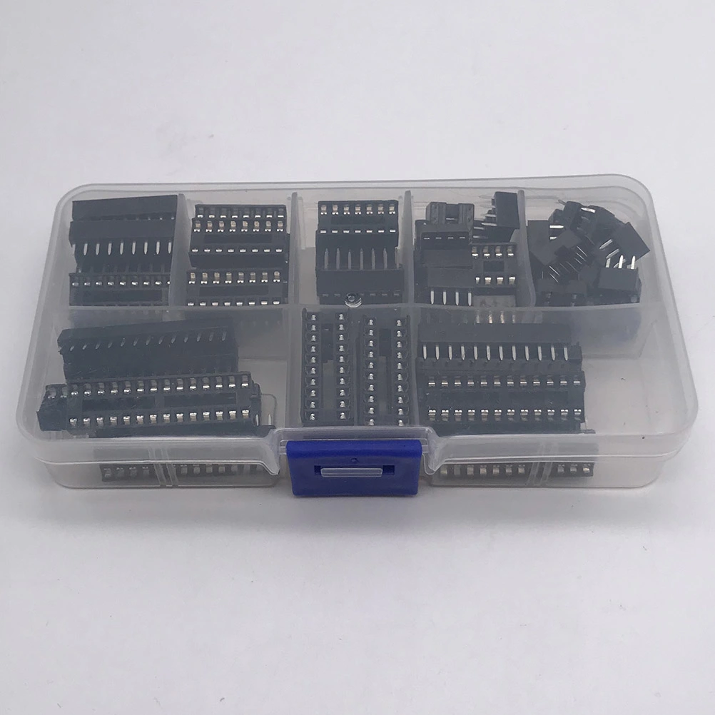 IC Chip Socket Set 6/8/14/16/18/20/24/28 Pin Integrated Circuit Seat DIY Accessory (Black)