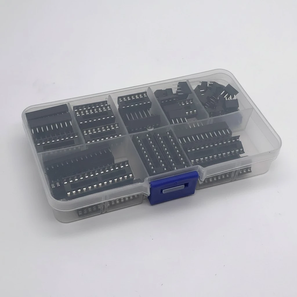 IC Chip Socket Set 6/8/14/16/18/20/24/28 Pin Integrated Circuit Seat DIY Accessory (Black)