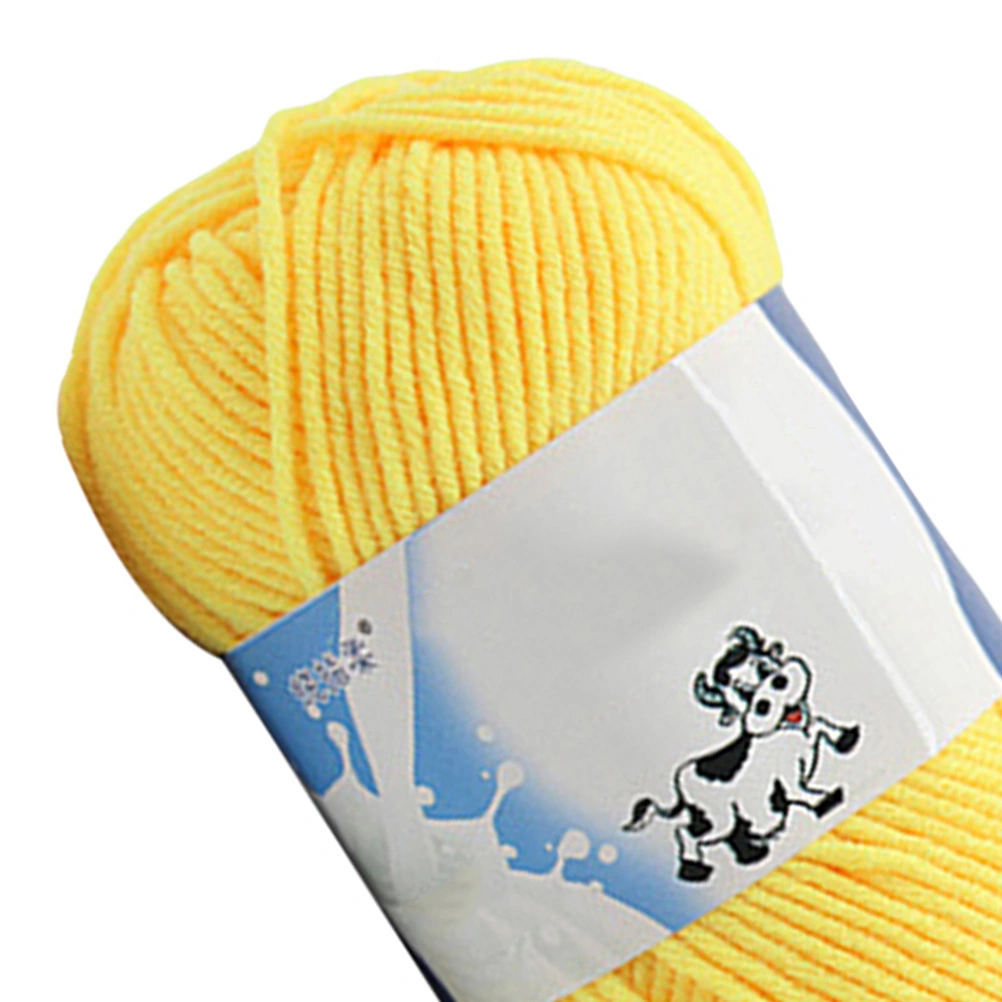 50g Milk Cotton Yarn Cotton Chunky Hand-woven Crochet Knitting Wool Yarn Warm Yarn for Sweaters Hats Scarves DIY (Yellow)