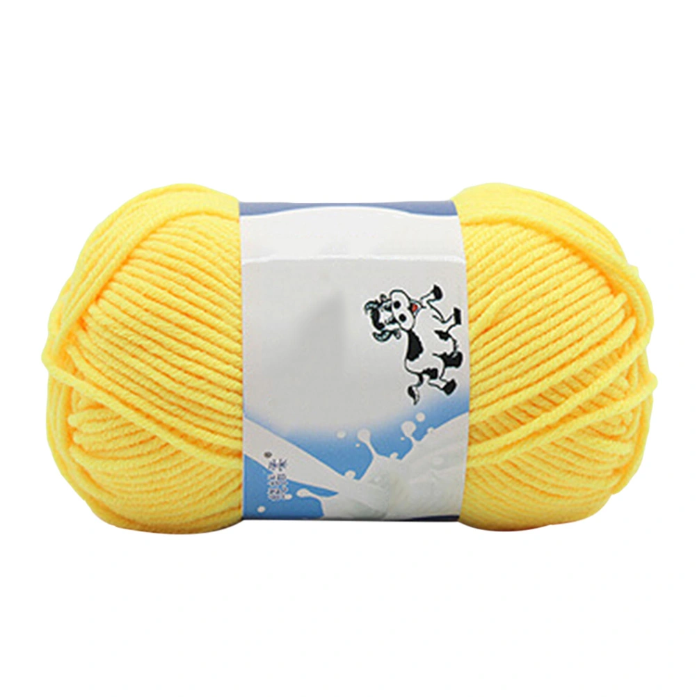 50g Milk Cotton Yarn Cotton Chunky Hand-woven Crochet Knitting Wool Yarn Warm Yarn for Sweaters Hats Scarves DIY (Yellow)