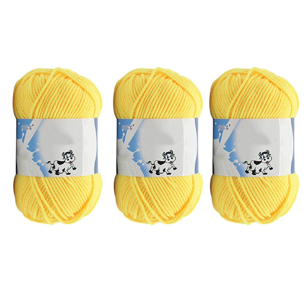 50g Milk Cotton Yarn Cotton Chunky Hand-woven Crochet Knitting Wool Yarn Warm Yarn for Sweaters Hats Scarves DIY (Yellow)