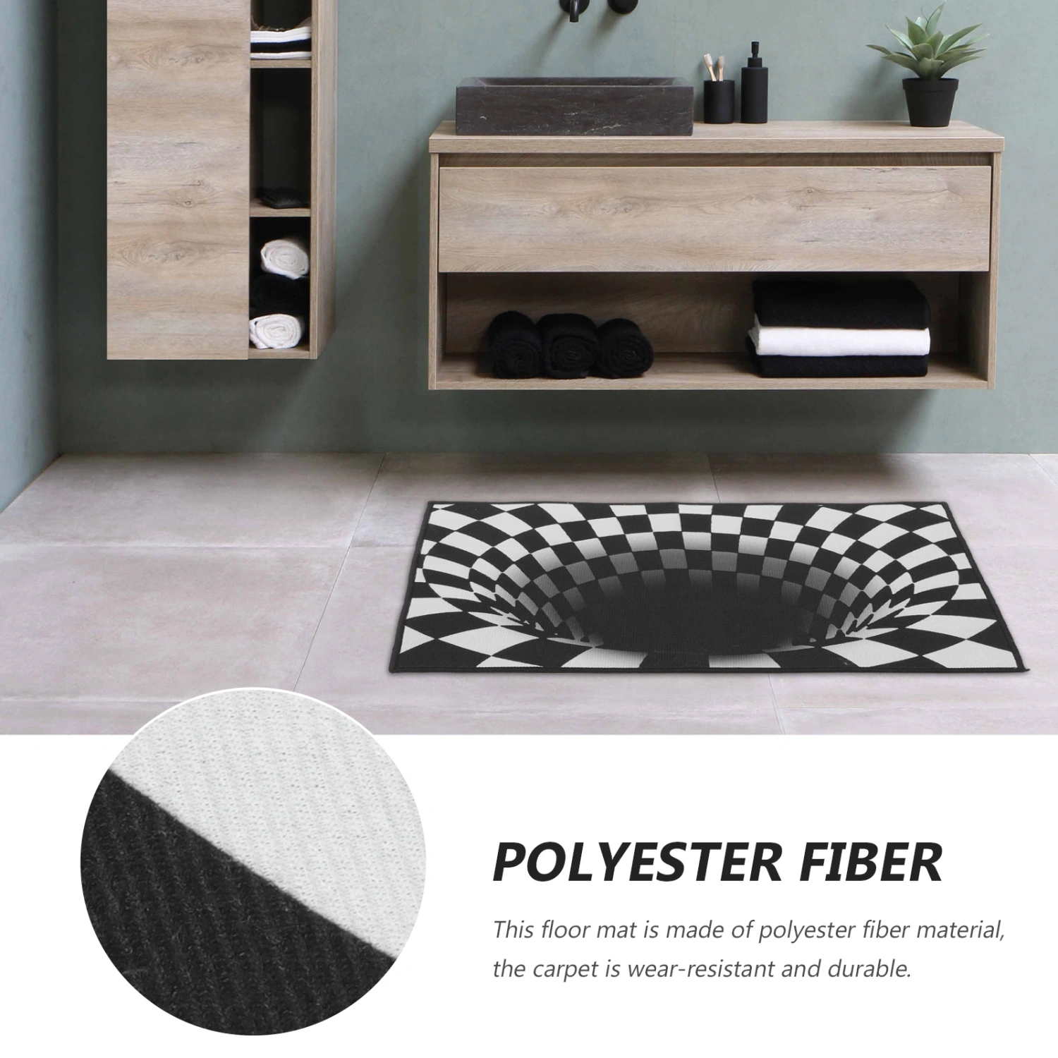 3D Visual Illusion Rug Not-Slip Floor Mat Home Bedroom Cushion Optical Carpet