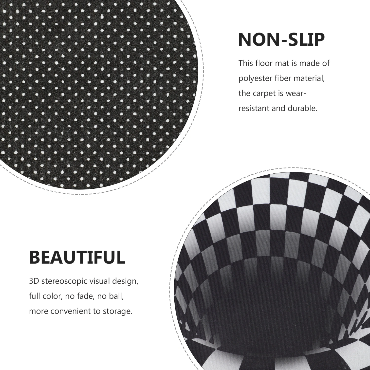3D Visual Illusion Rug Not-Slip Floor Mat Home Bedroom Cushion Optical Carpet
