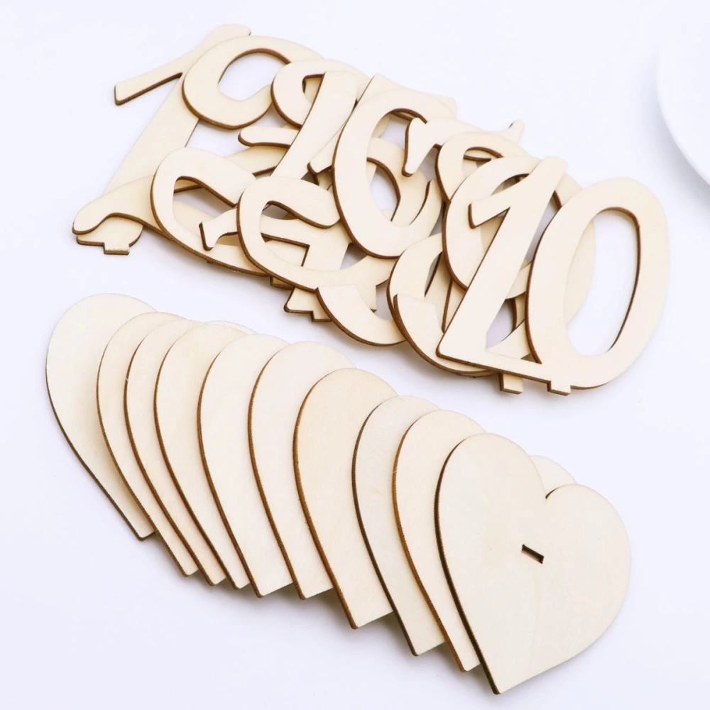 10pcs 1-10 Wooden Table Numbers with Heart Shape Holder Base for Wedding Birthday Party Supplies