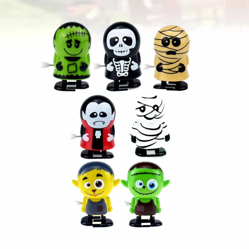 7pcs/ Set CCute Clockwork Toy Clockwork Toy Educational Jumping Toy Halloween Party Toy for Kids Children Mixed Style