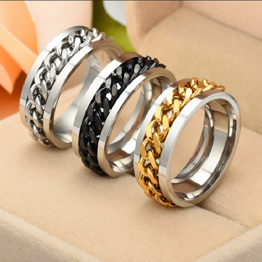 Simple Ring Delicate Finger Ring Stainless Steel Jewelry Creative Ring Fashion Finger Ring for Man Boy Male (Black With Box Size 10)