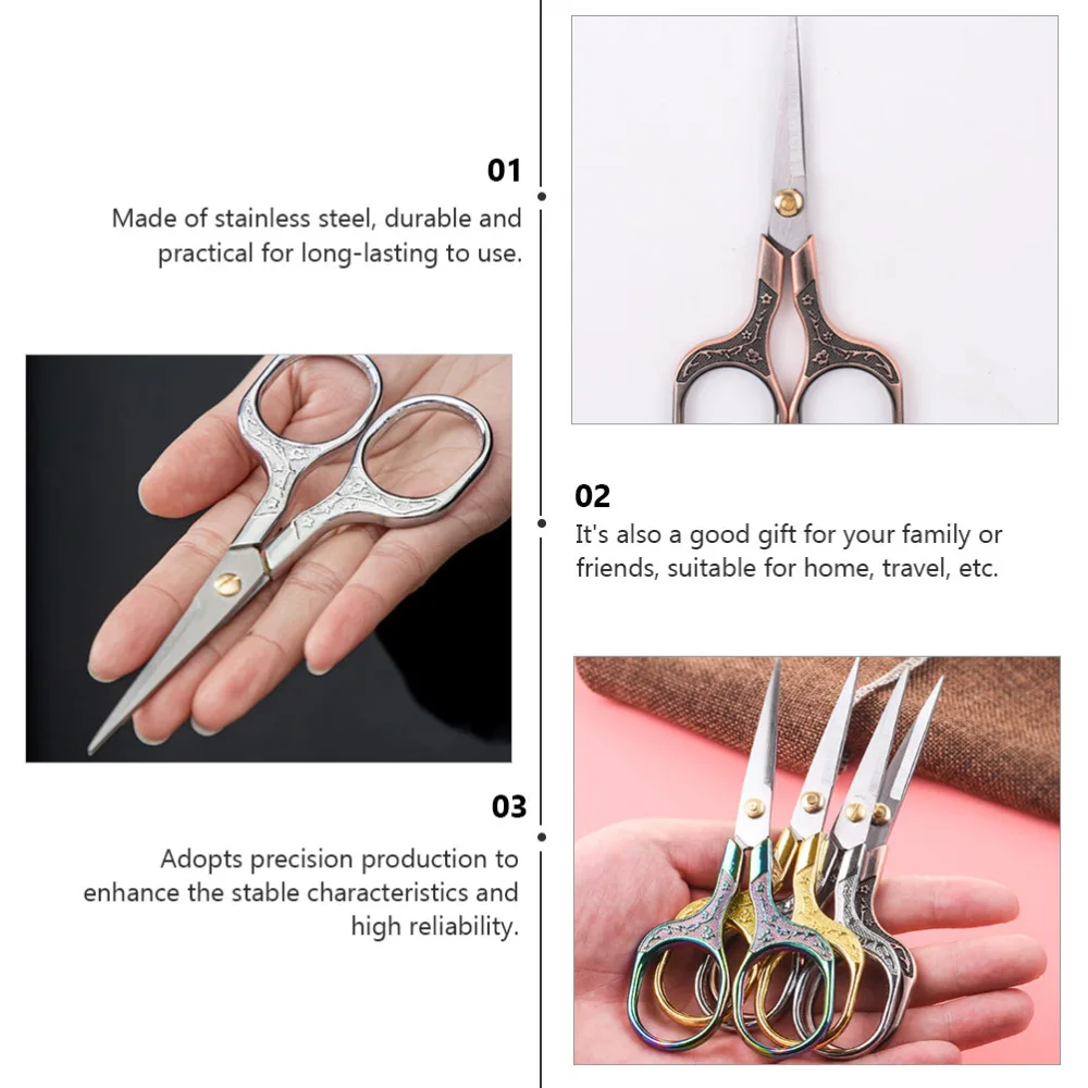 3Pcs Vintage Stainless Steel Scissor Multifunction Nail Scissor Cutting Tool