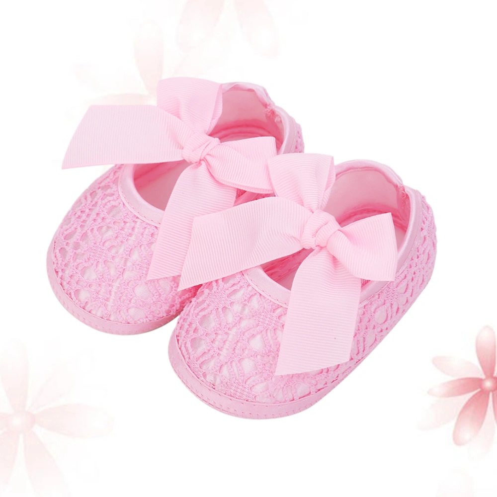 1 Pair of Baby Girl Shoes Lace Bow Shoes for Newborn Shoes for Baby Aged 0-1 Size 12 (Internal Length 10.5cm) Pink