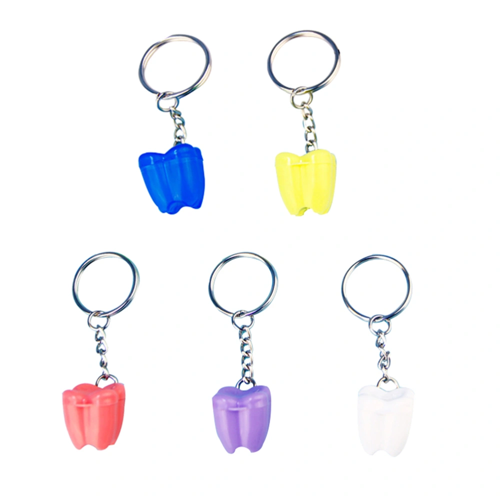 5pcs Children Teeth Box Keychain Tooth Shape Container Storage Box Random Color