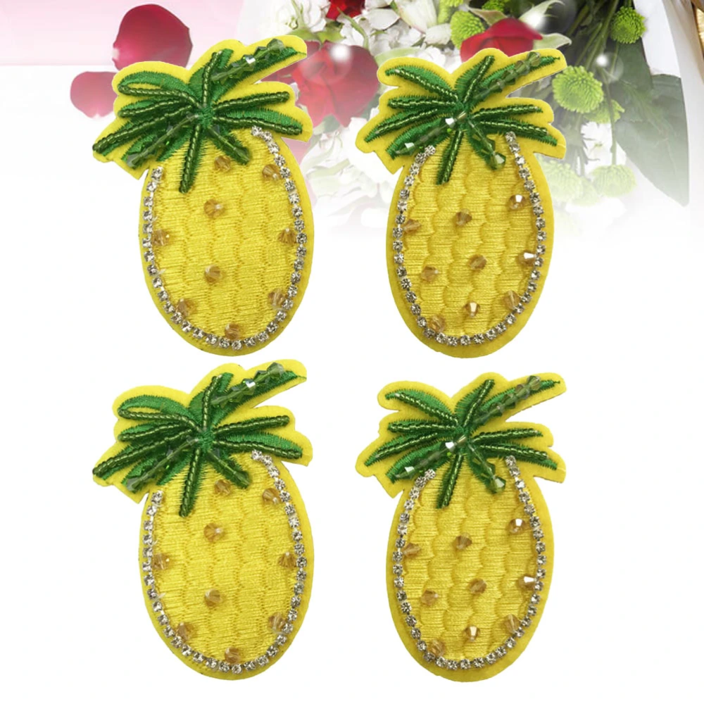 2 Pairs Pineapple Breast Sticker Women Sexy Pastes Breathable Covers Breast Pastes Rhinestone Boob Stickers Breast Covers (Yellow)