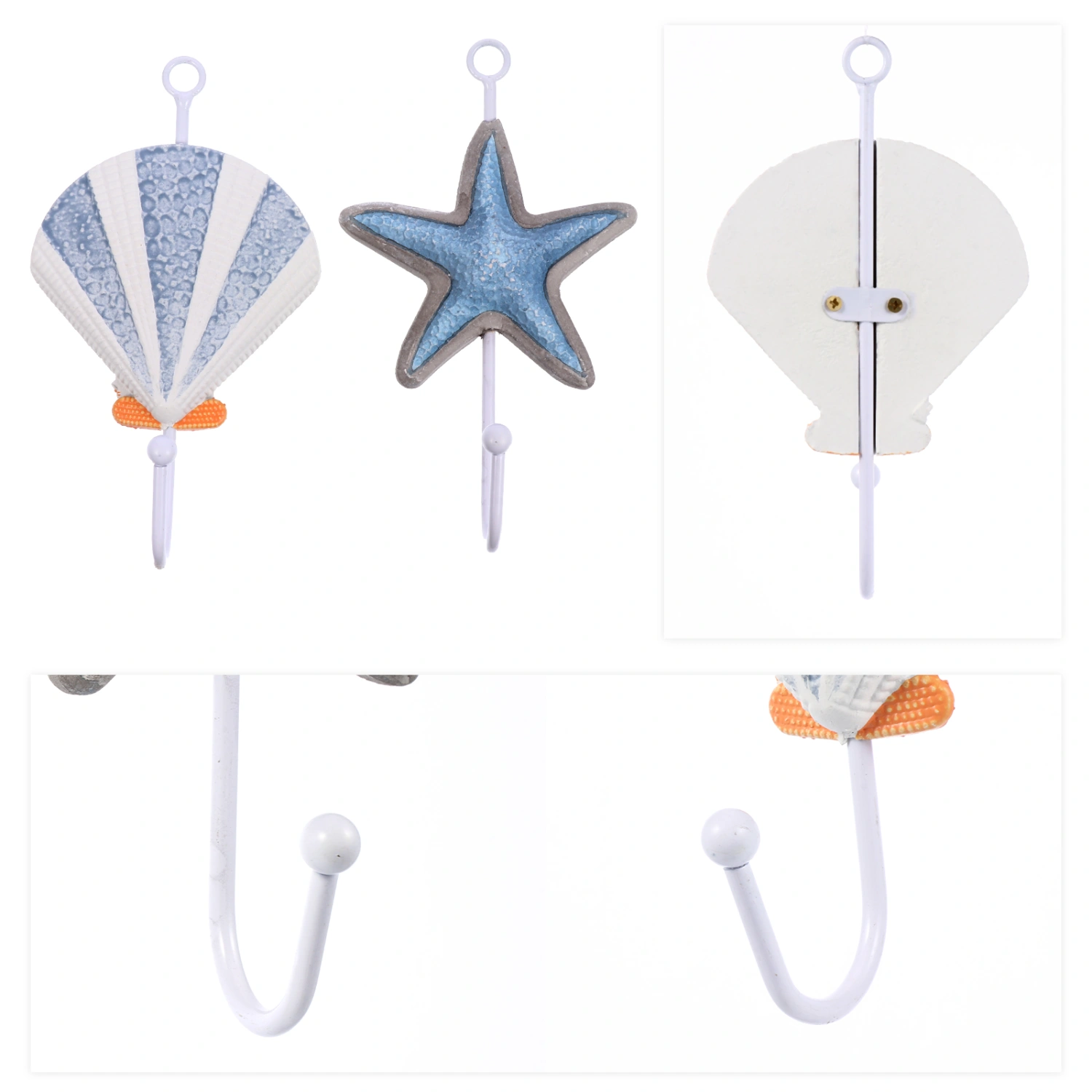 2pcs Mediterranean Clothes Hooks Iron Wall Hanging Hooks Durable Hat Hangers