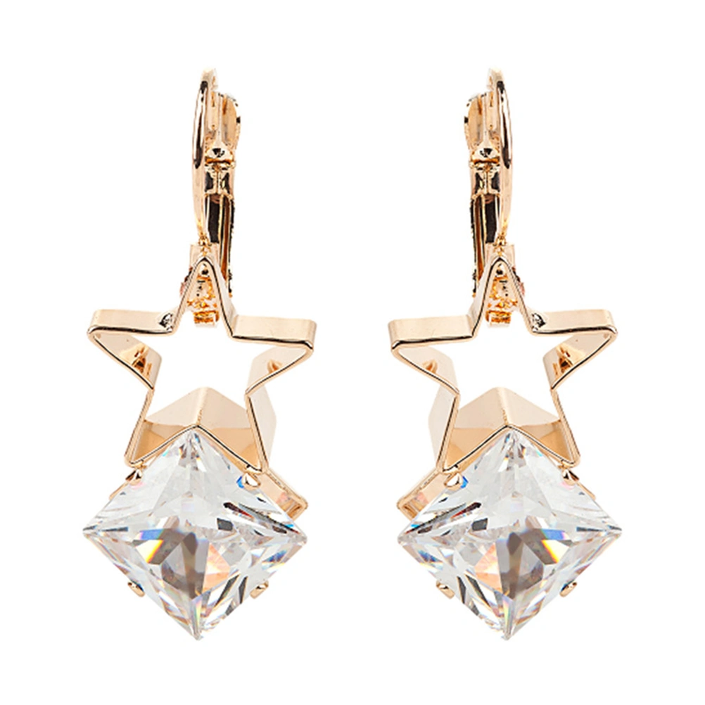 1 Pair Exquisite Rhinestone Earrings Simple Fashion Five-Pointed Star Ear Studs Charming Ear Jewelry for Women Ladies
