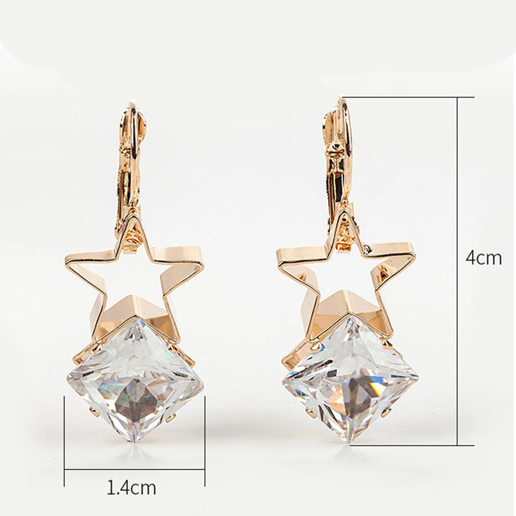 1 Pair Exquisite Rhinestone Earrings Simple Fashion Five-Pointed Star Ear Studs Charming Ear Jewelry for Women Ladies
