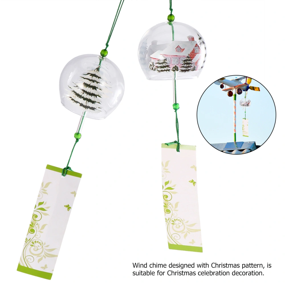 2pcs Christmas Wind Bell High Borosilicate Glass Wind Chimes Hanging Pendants