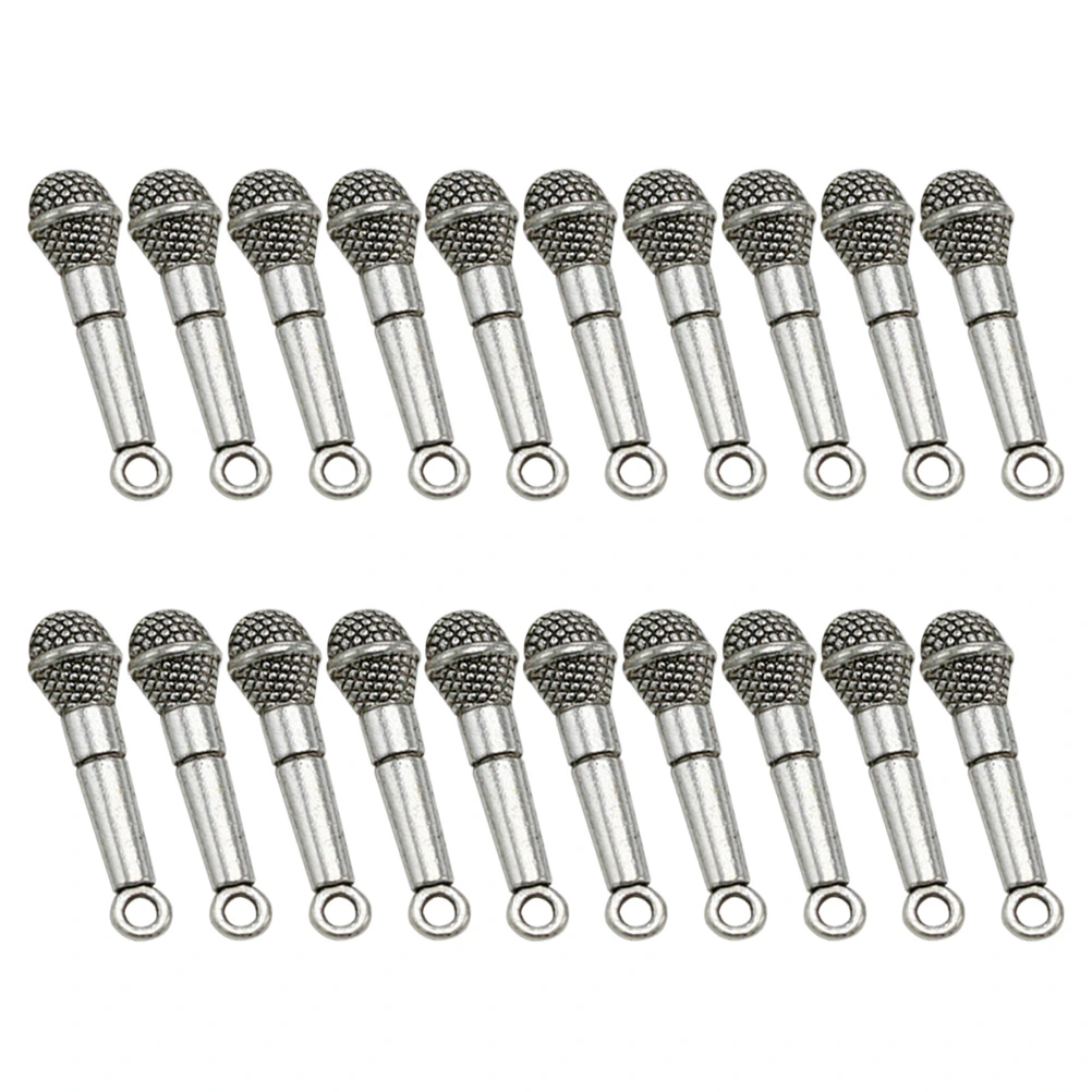 20pcs Microphone Alloy Pendants Charms DIY Jewelry Making Accessory for Necklace Bracelet (Antique Silver)
