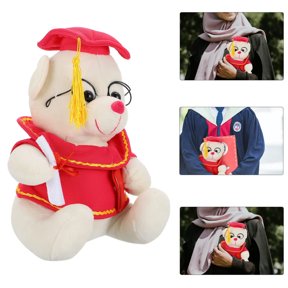 Adorable Stuffed Bear Plush Toy Graduation Hat Shape Bear Doll Graduation Gift