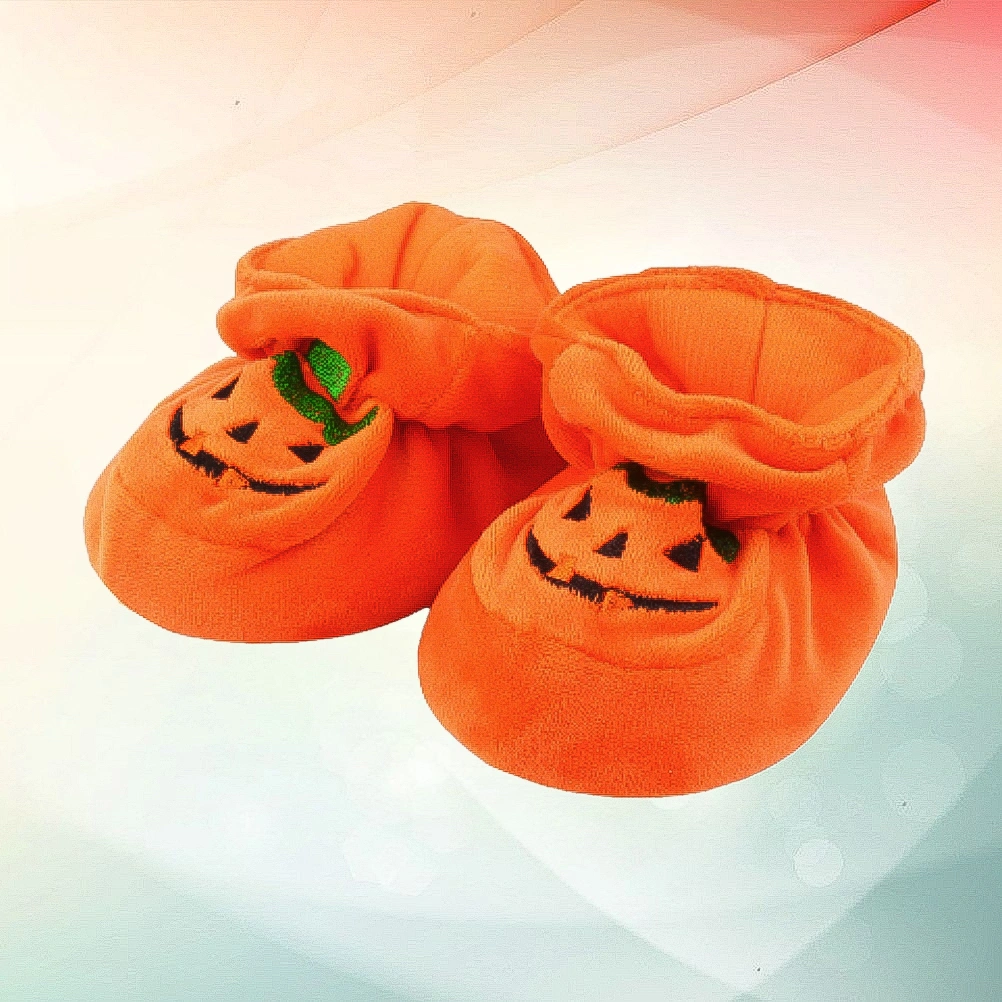 1 Pair Soled Shoes Non-slip Toddler Shoes Adorable Pumpkin Prewalker for Winter Autumn (Ingrowth 10cm)