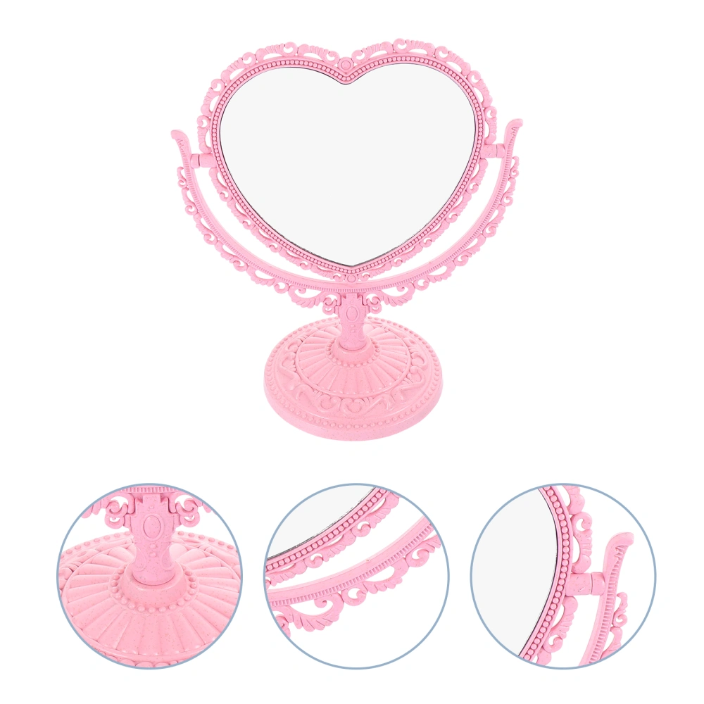 2pcs Vintage Double-side Mirror Creative Heart-shaped Mirror Desktop Mirror