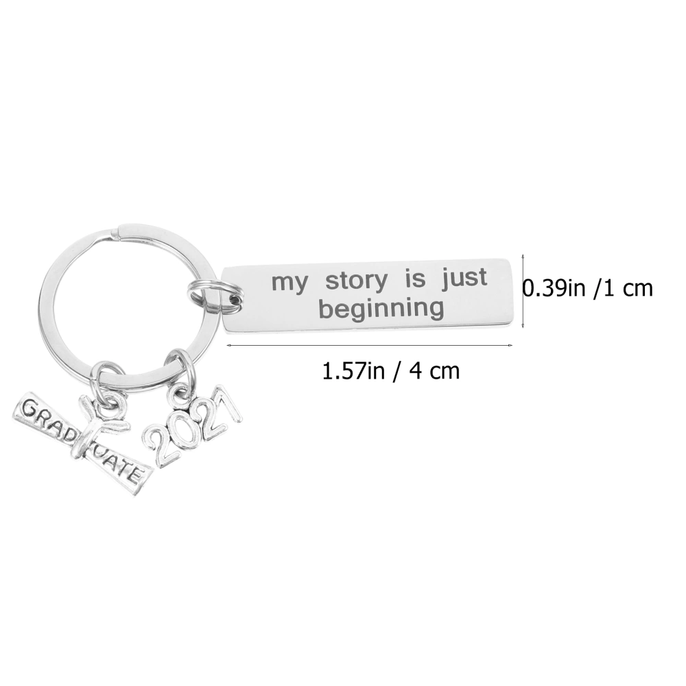 2pcs Stainless Steel Creative Keyrings Pendant Car Key Rings 2021 Graduation