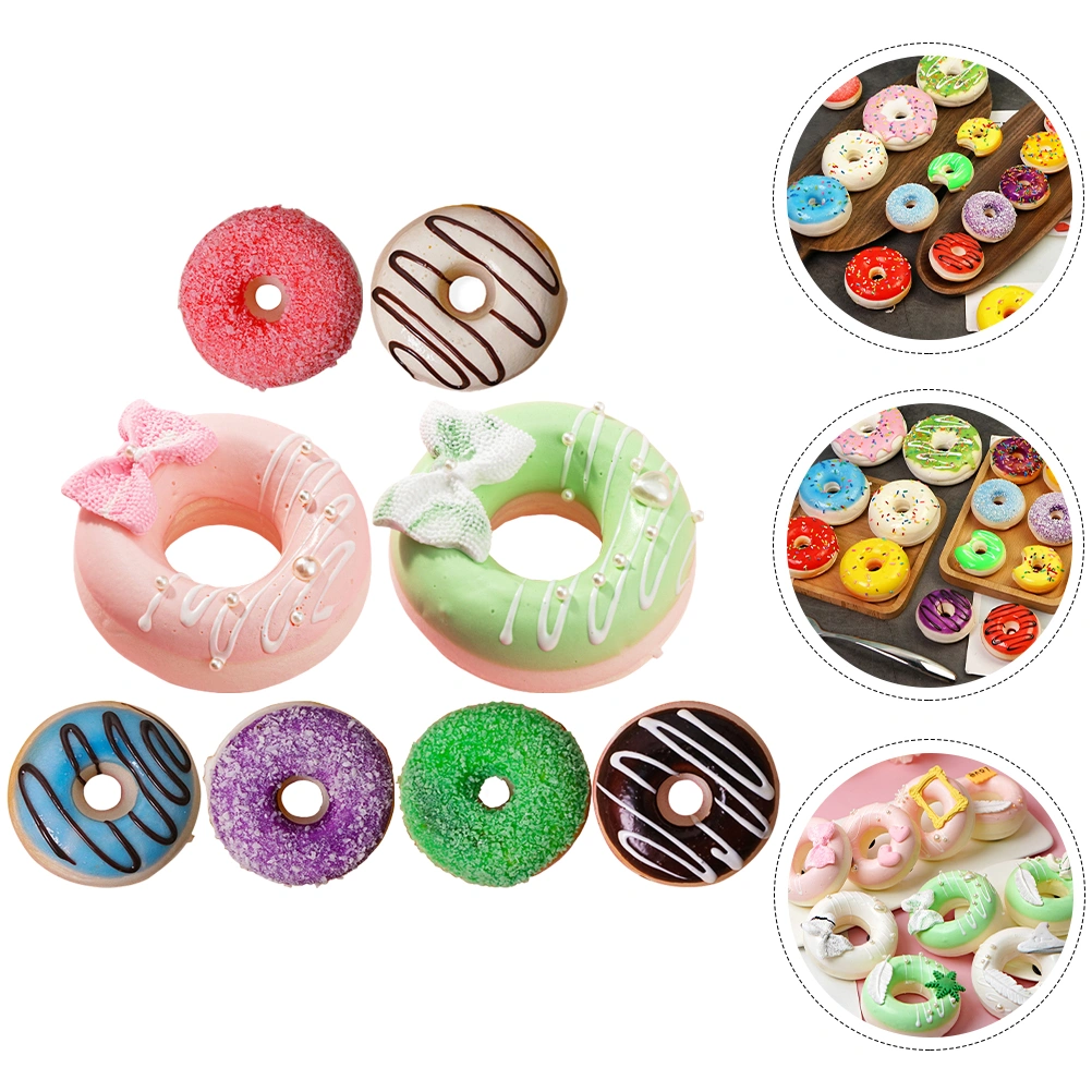 8Pcs Decorative Simulation Donuts Displaying Artificial Donuts Lifelike Fake Donuts Pendant