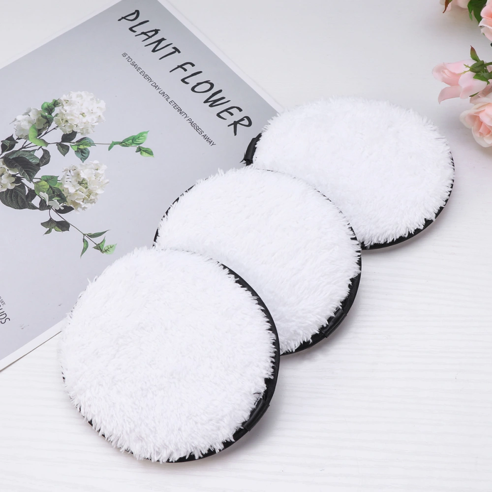 3pcs Makeup Remover Puffs Microfiber Towel Cloth Pads Face Cleansing Reusable Washable Wipe Pads Natural Remover Lazy Use(White/Oval)