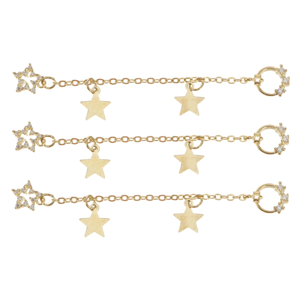 3Pcs Nail Art Chain Pendants Manicure Supplies Star Nail Decorations Gift