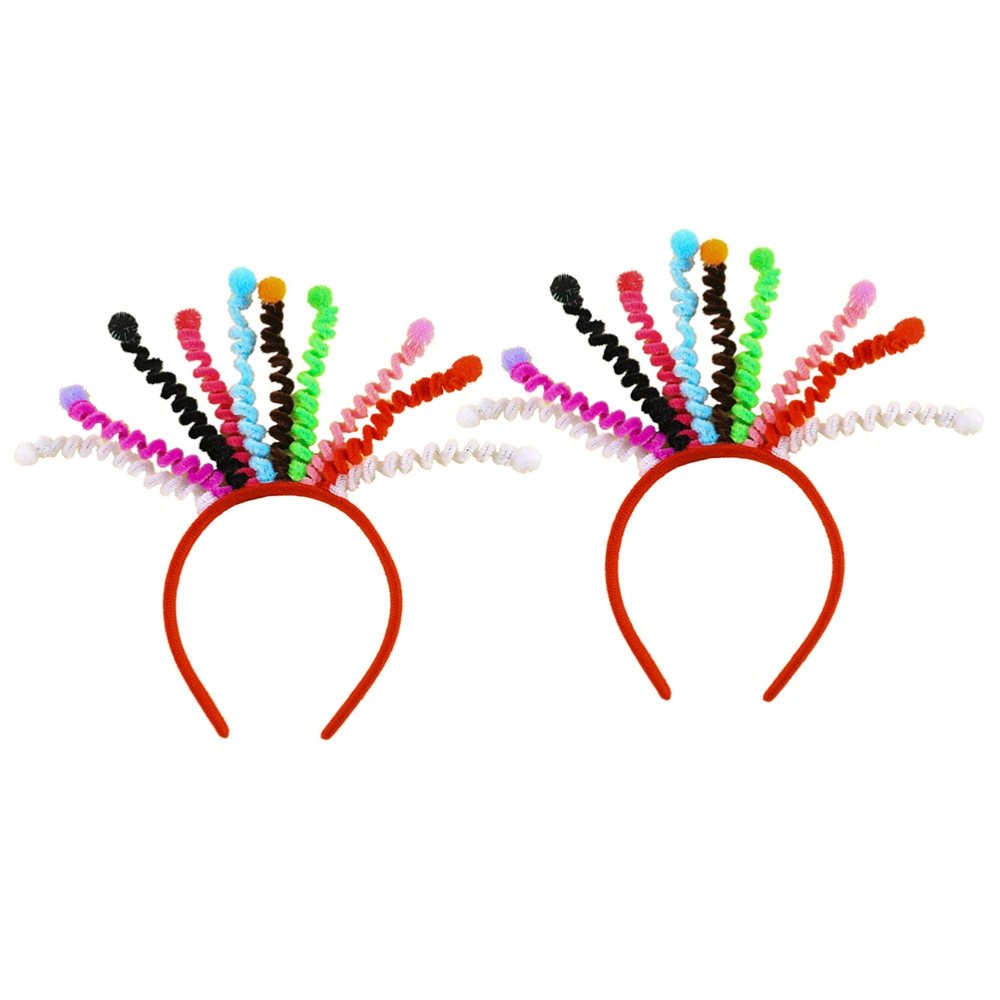 2pcs Personality Funny Spring Balls Headband Girls Hair Hoops Headdress Prop