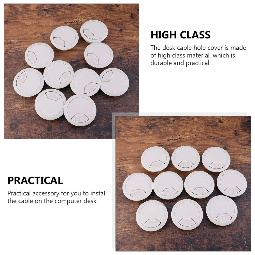 15pcs Office Desktop Cable Hole Covers Desk Accessories Tube Hole Plugs