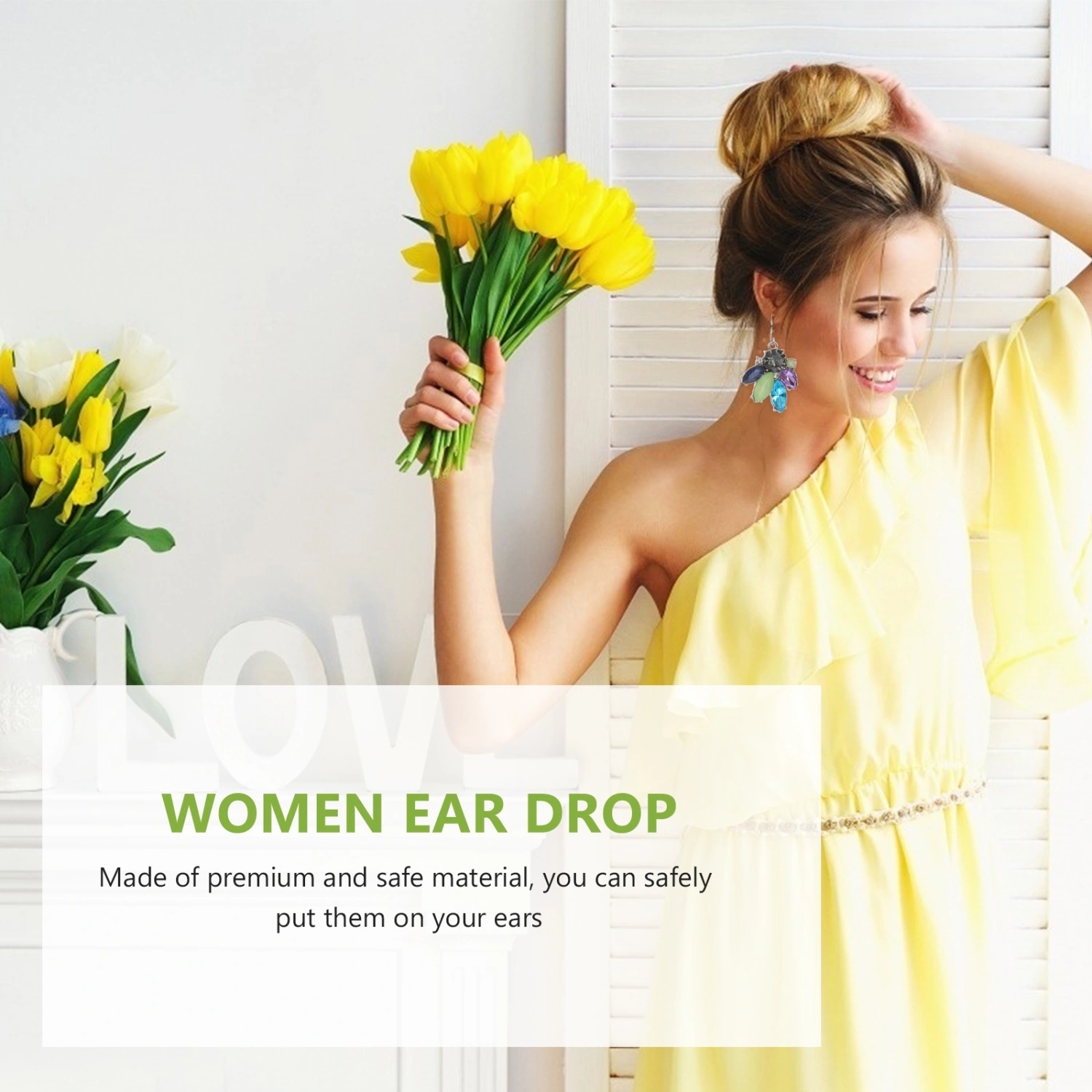 Women Earrings Diamante Vintage Ear Studs Ear Drop Fashion Jewelry for Women Ladies