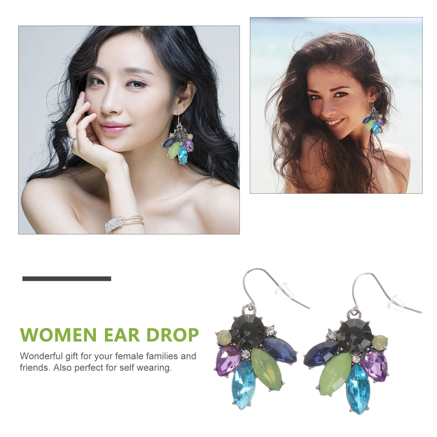 Women Earrings Diamante Vintage Ear Studs Ear Drop Fashion Jewelry for Women Ladies