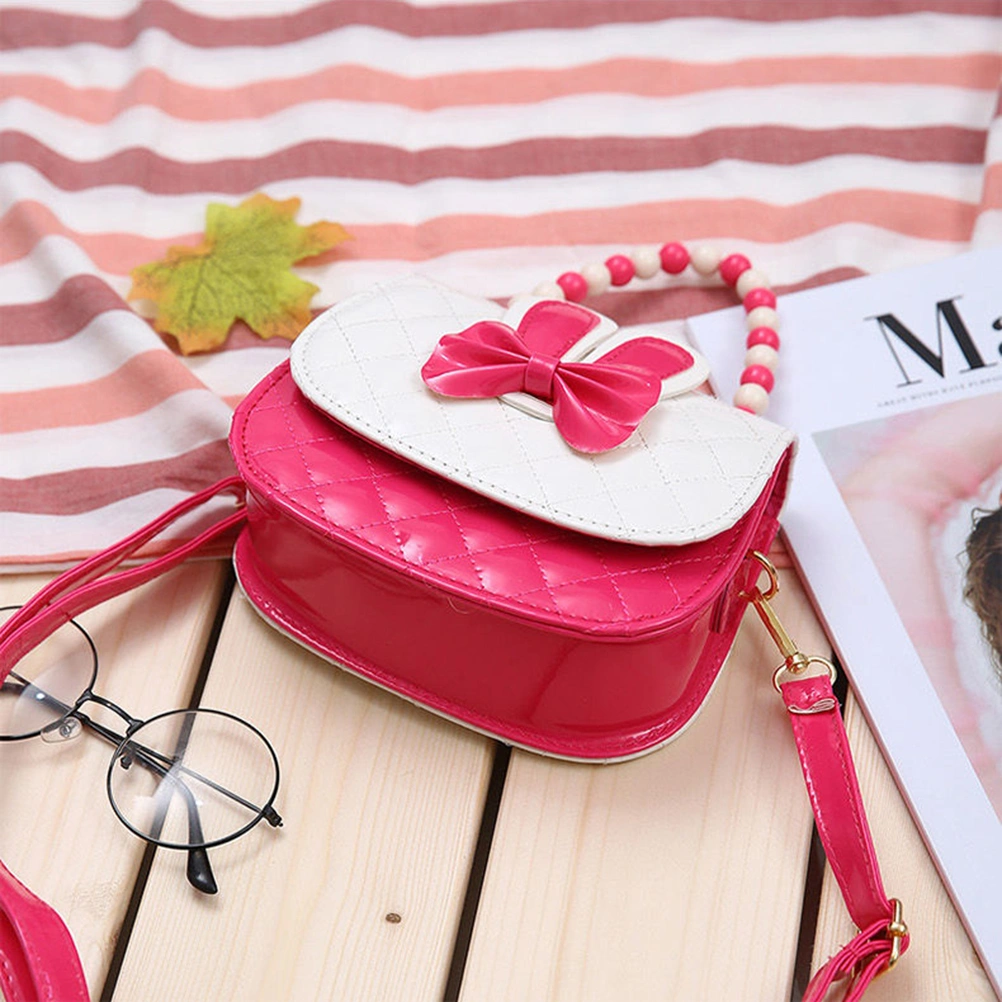 Kids Handbag Bowknot Cartoon Shoulder Bag Bunny Crossbody Bag for Little Girls (Rosy)
