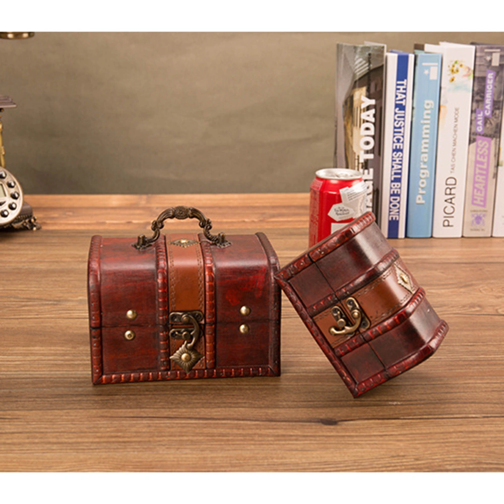 2pcs Wooden Box Creative Jewelry Case Lockable Storage Box Vintage Trinket Case Retro Makeup Organizer for Home 