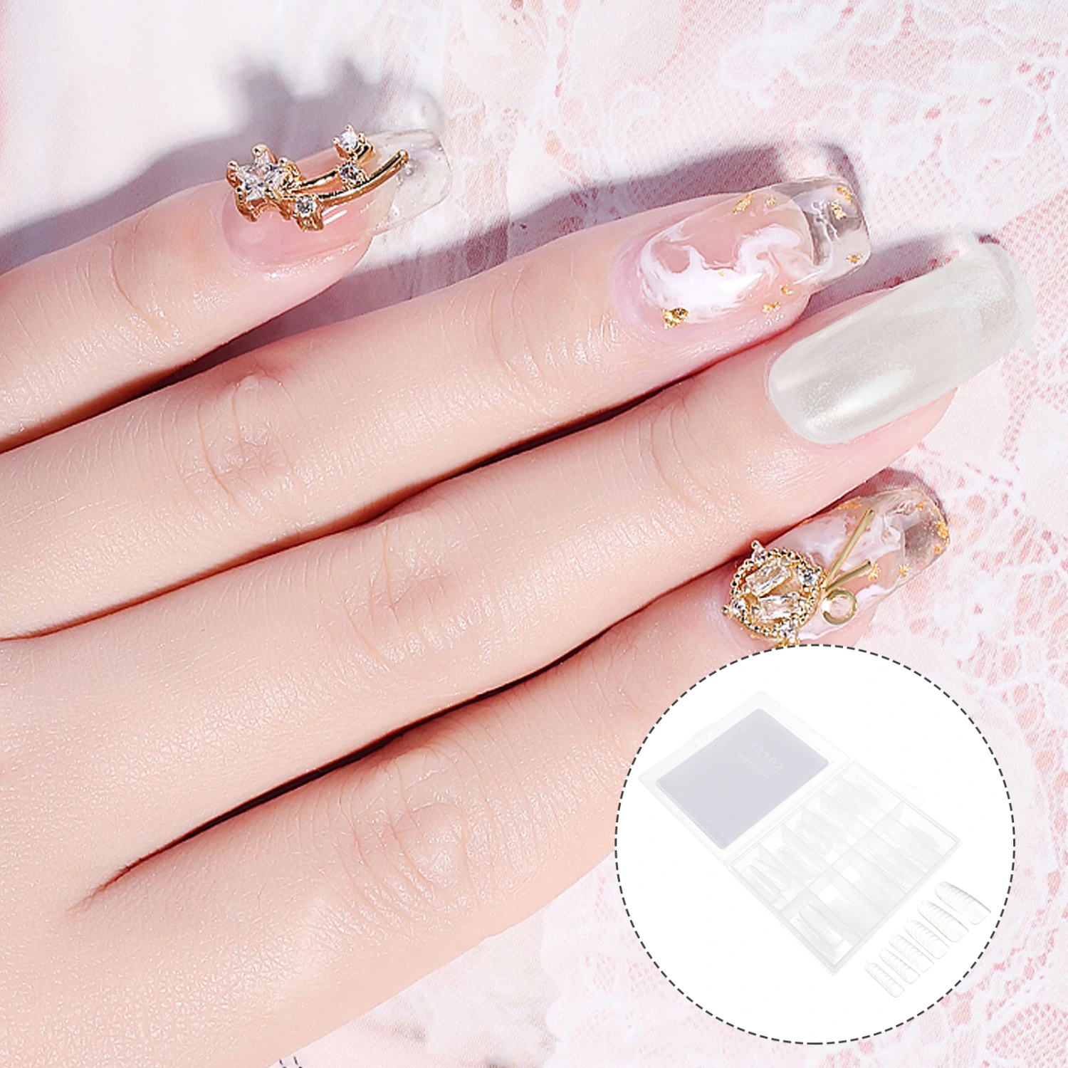 120pcs/Box Long Fake Nails Clear Plastic Nails Full Cover Artificial Nails