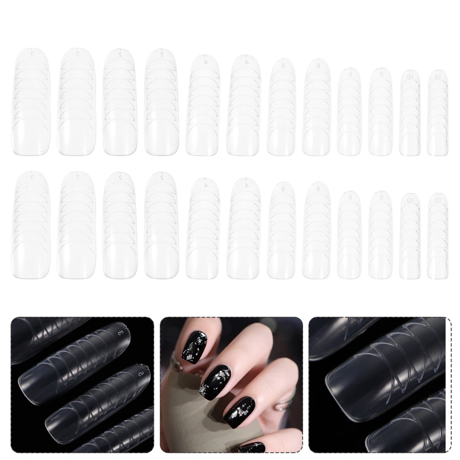 120pcs/Box Long Fake Nails Clear Plastic Nails Full Cover Artificial Nails