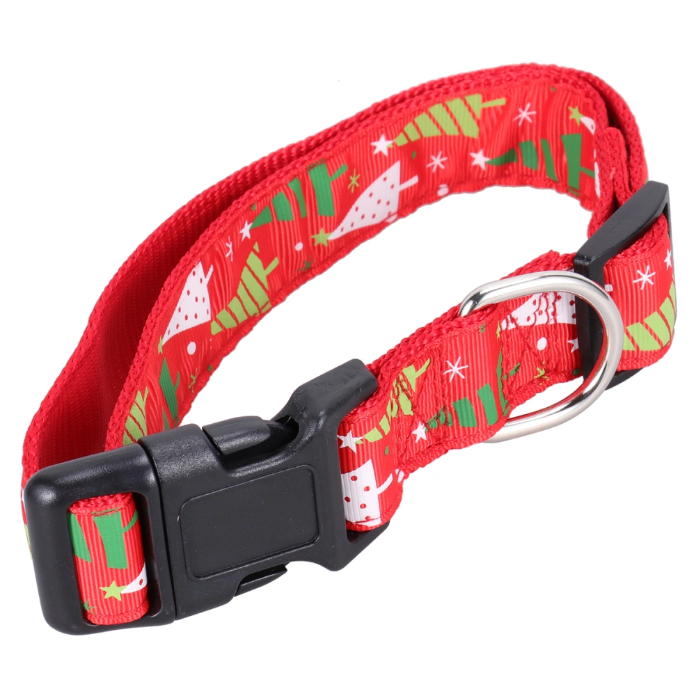 Christmas Cartoon Printed Dog Collar Christmas Tree Pet Collar Nylon Pet Ring Pet Supplies (Size L)