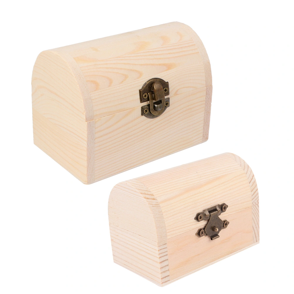 2Pcs Wooden Jewelry Box Handcraft DIY Jewelry Box Jewelry Storage Box Simple Wooden Jewelry Box (Arch)