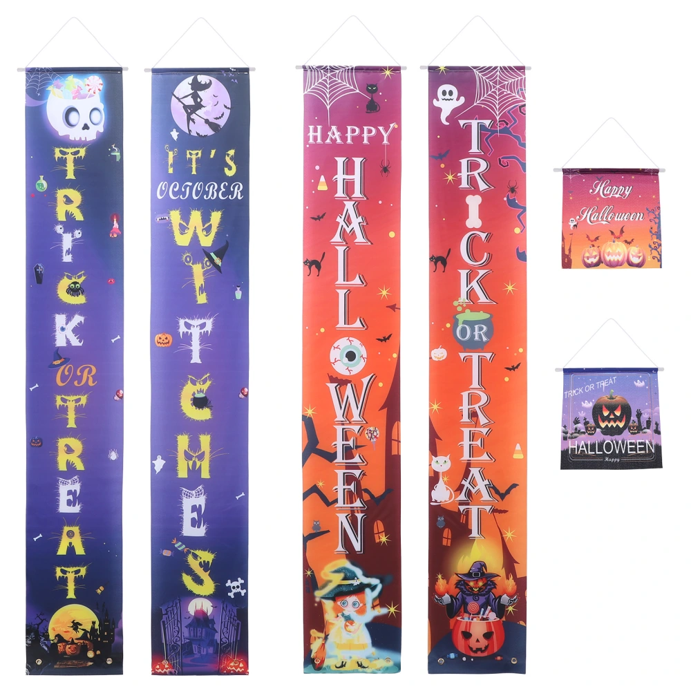 2 Sets Halloween Banners Door Porch Hanging Banner Party Front Door Decoration