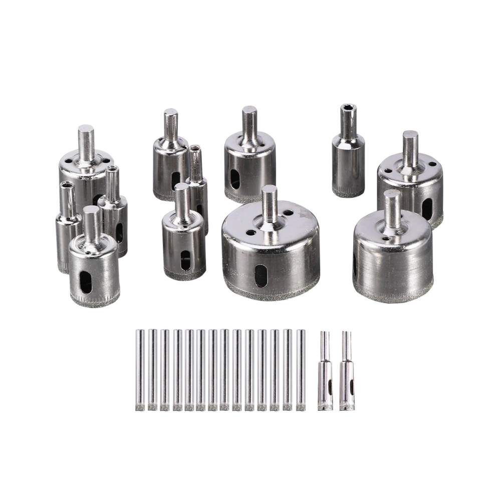 28 Pcs Diamond Grit Drill Bit Set Hole Cutting Tool for Tile Marble Glass Ceramic Granite 6mm - 50mm