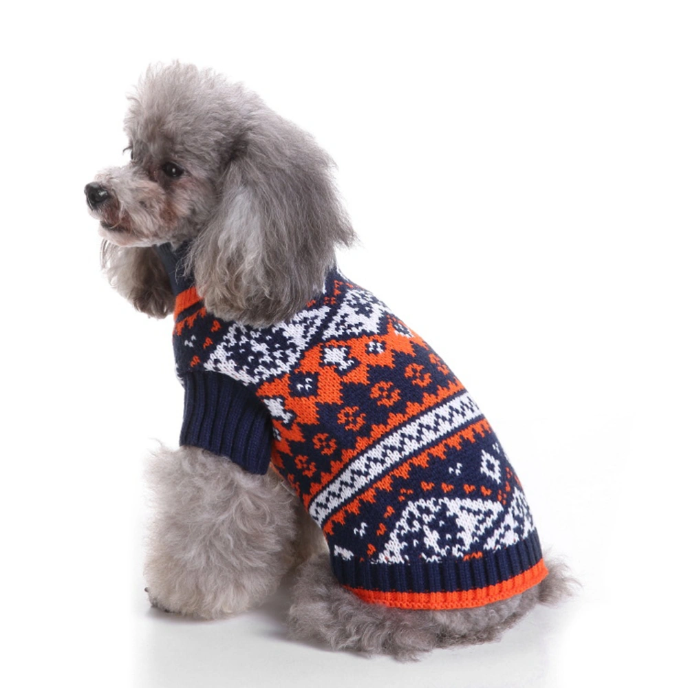 Pet Turtleneck Knitwear Sweater Pet High Collar Sweater Puppy Cloth Winter Pet Cosplay Costume(Blue, L)