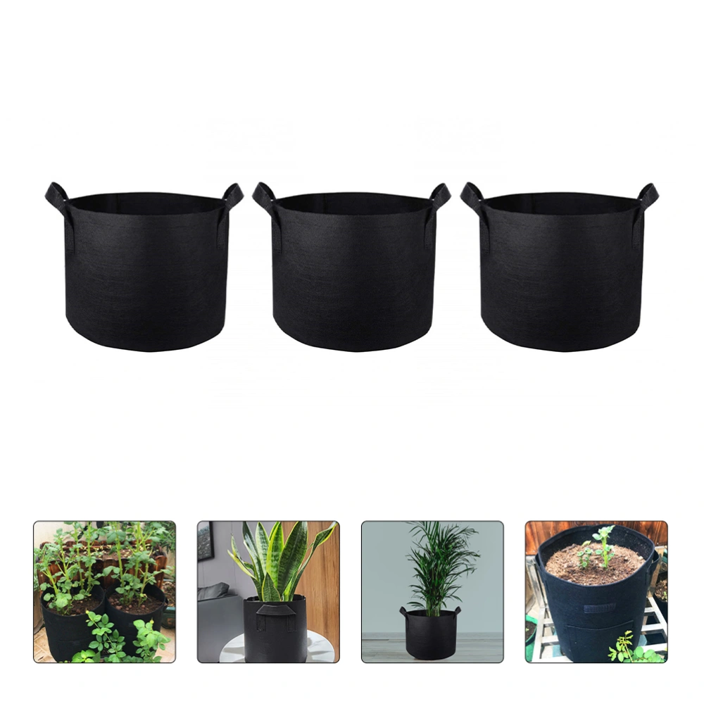 3 Pcs Durable Planting Bags Round Bucket Growing Pouch Non-woven Panting Pouch