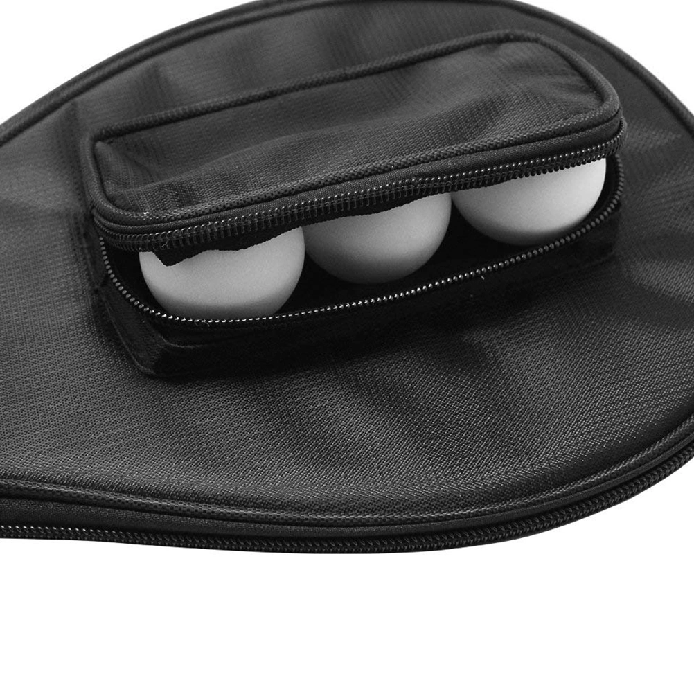 Table Tennis Bat Bag Waterproof Pong Paddle Bat Pouch Ball Case(Black)