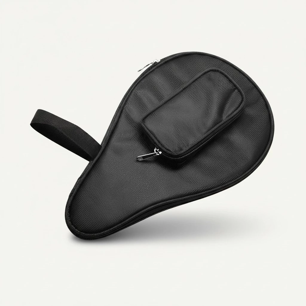 Table Tennis Bat Bag Waterproof Pong Paddle Bat Pouch Ball Case(Black)