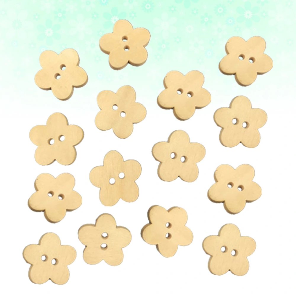 100pcs Two Holes Floral Buttons Wooden Flower Shape Buttons Kids DIY Handcraft Accessary Sewing Material for Sewing Clothes Shoes (50pcs in 1 Pack)