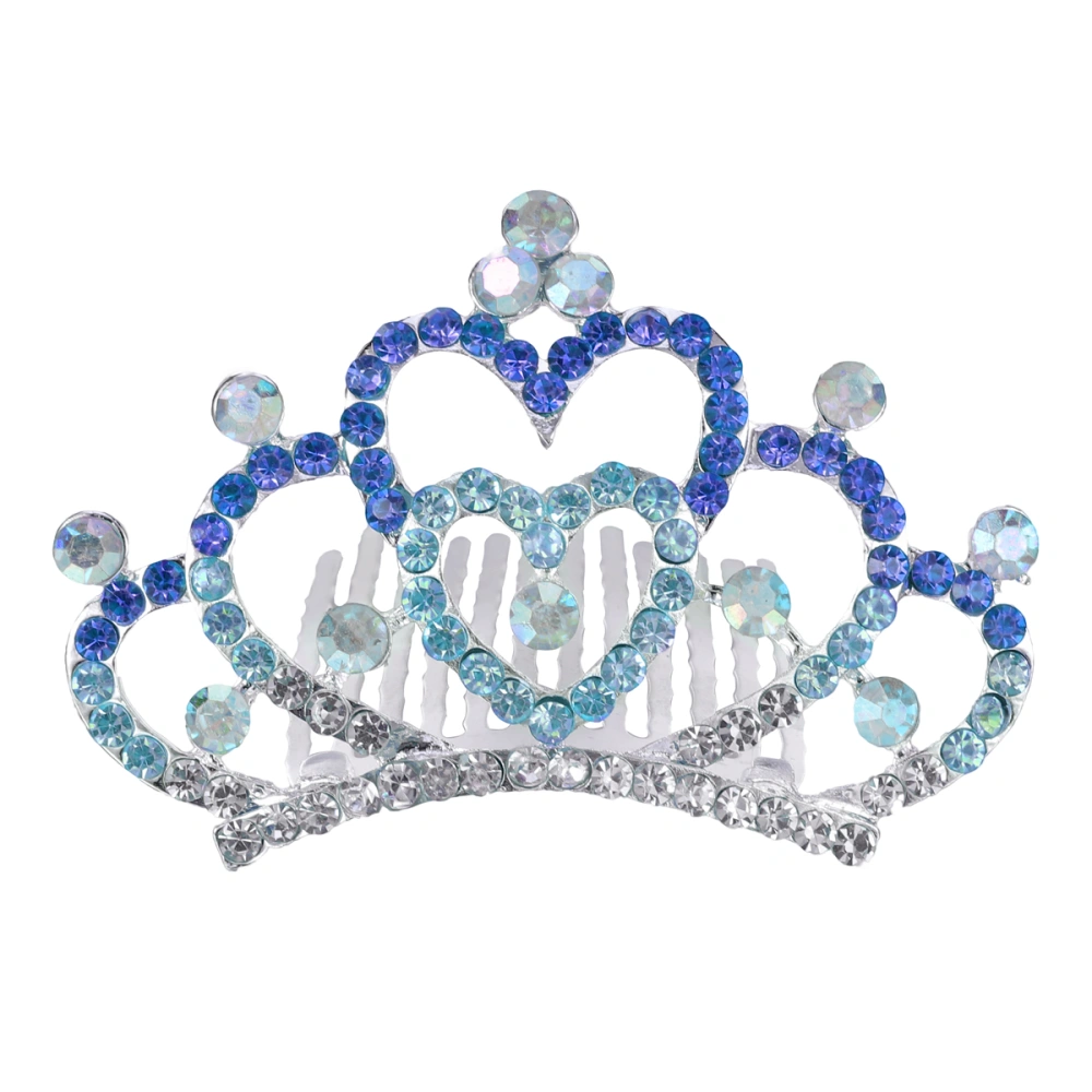 Fashion Hair Crown Kids Crystal Tiara Shiny Children Headdress Girls Party Hair Accessory (Blue)